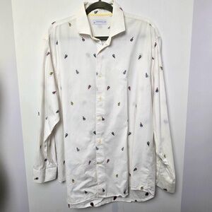 Designer Men's Casual Button Down Shirt with Multicolor Accents made in Italy
